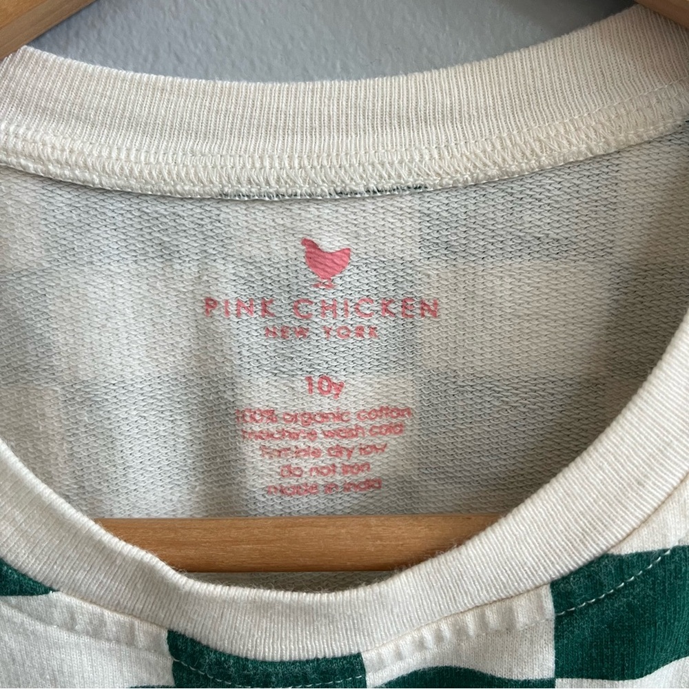 Pink Chicken Girls Checked Crewneck Sweatshirt Size 10 Organic Layering Playful - Picture 4 of 6